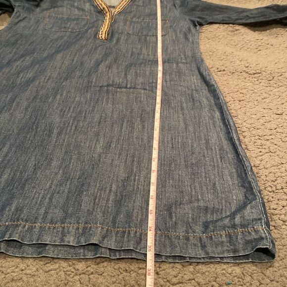 Spense Lightweight Denim Dress Size 6 Long Sleeve Embroidered On Collar - Picture 9 of 9